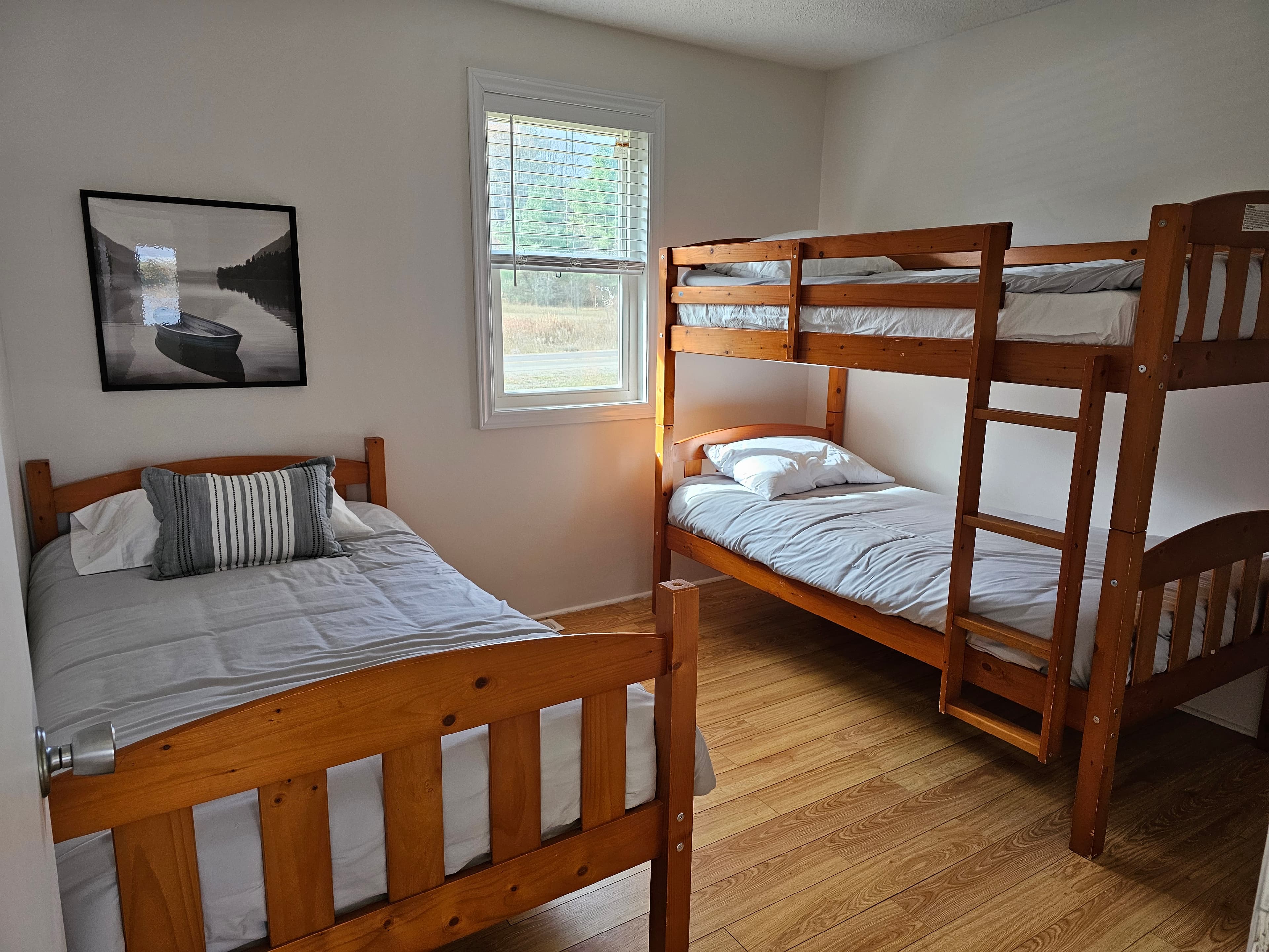 Bedroom setup for family stays at Stillwater Escape
