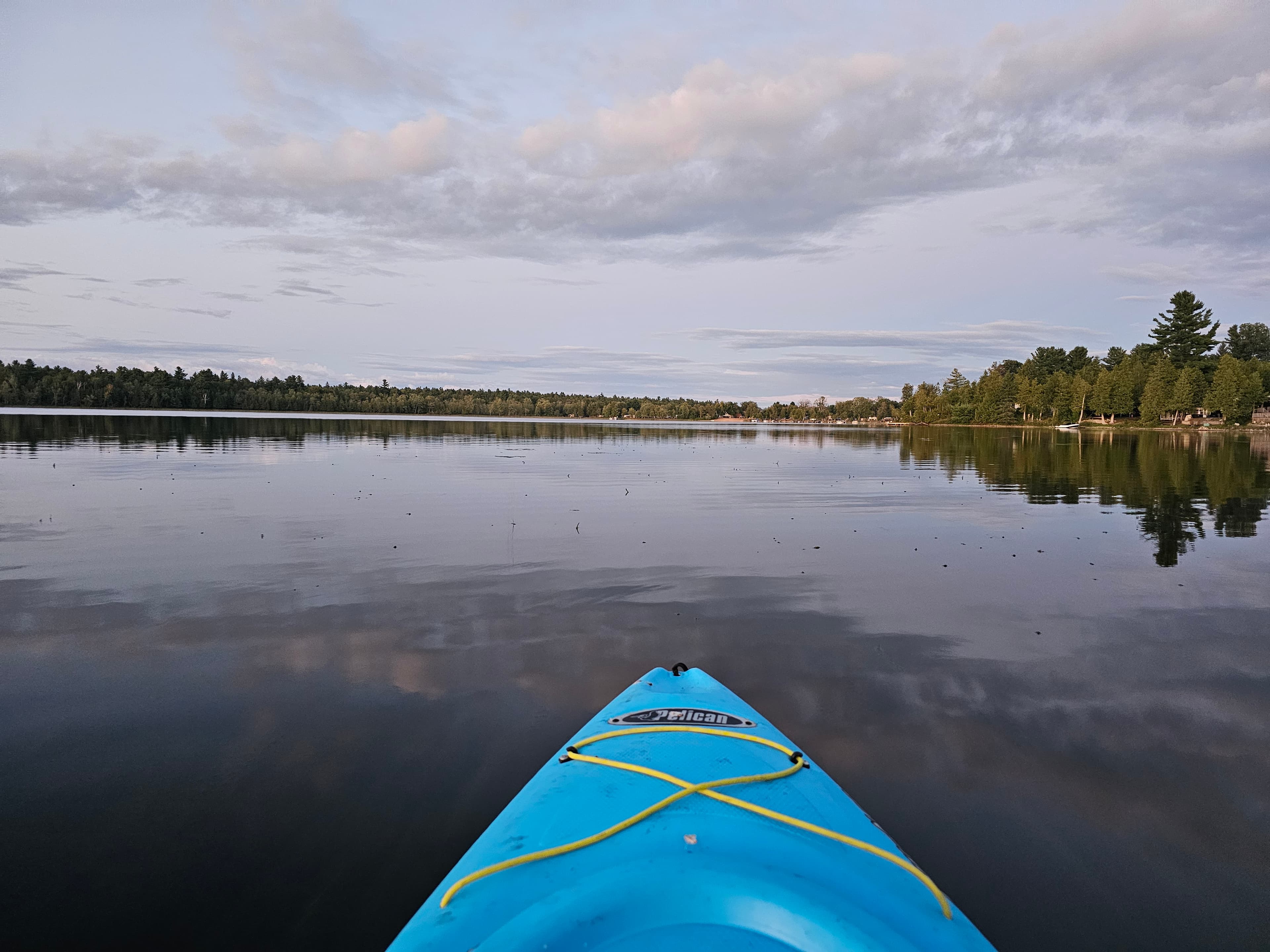 Kayak view across Ferguson Lake near Stillwater Escape